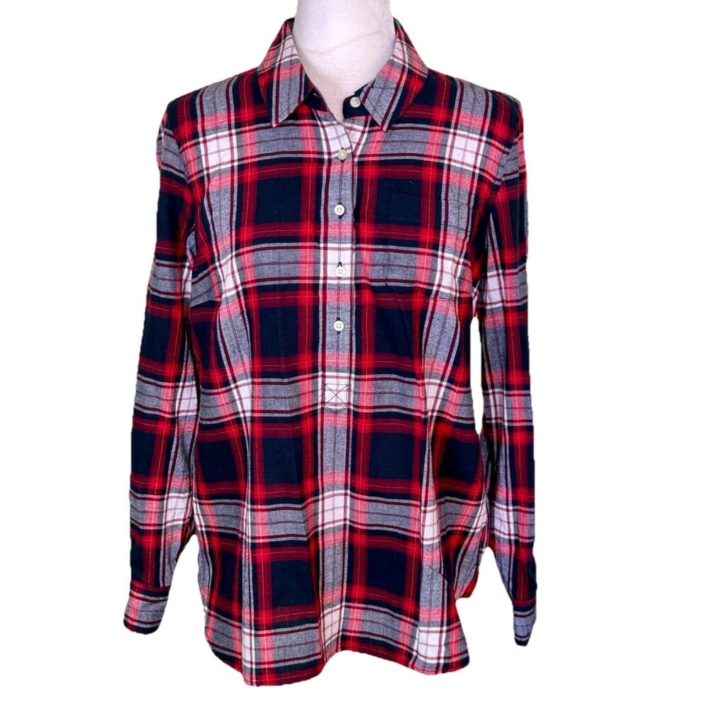 Tommy Hilfiger Women's Rustic Lumberjack Plaid Flannel Shirt Cabincore Sz M NEW‎